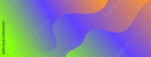 Energetic neon green and purple abstract background with flowing wave shapes and smooth mesh gradient