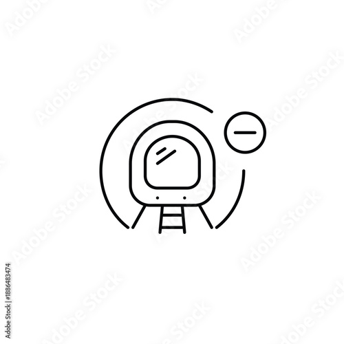 Subway train in a tunnel and minus. Route unavailable, service cancelled. Pixel perfect, editable stroke vector icon