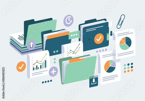 Digital document and data management with business analytics visuals