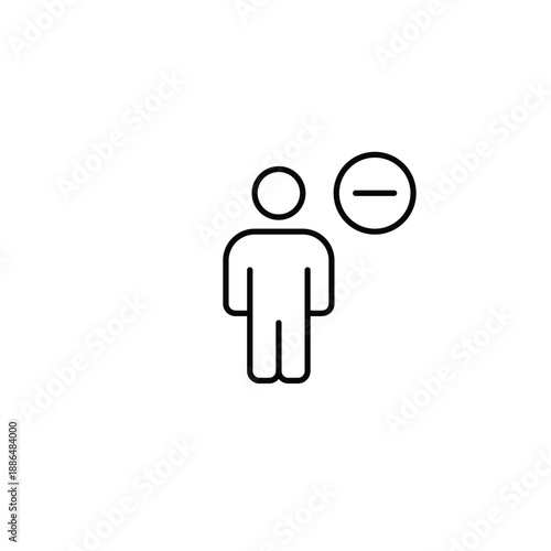 Person and minus. Team reduced, member or user deleted. Connection ended. Pixel perfect, editable stroke vector icon