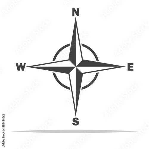 Four cardinal directions compass icon transparent vector isolated