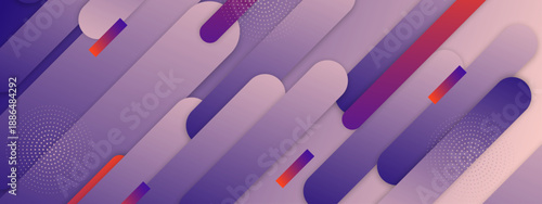 High tech style background with overlapping diagonal rounded rectangles in purple and pink gradients