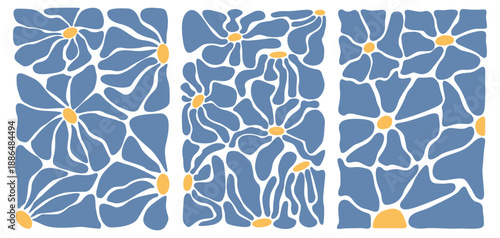 Retro Groovy Flower. Trippy Daisy Abstract Illustration. Vector Vintage Poster.