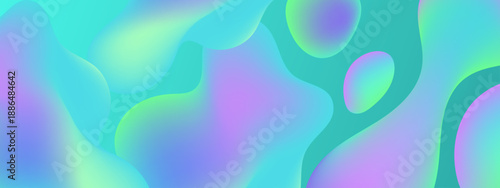 Smooth flowing liquid shapes with vibrant cyan and purple gradient transitions creating a modern aesthetic background