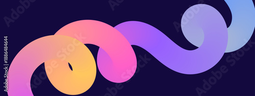 Gentle pastel colored spiral swirl shape with 3D depth and smooth gradient transitions on a navy backdrop