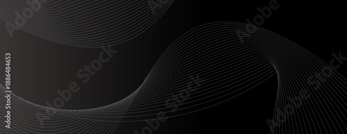 Abstract black background with black gradient. The background features smooth, flowing lines creating a sleek, modern texture. Wave background vector. Black background.
