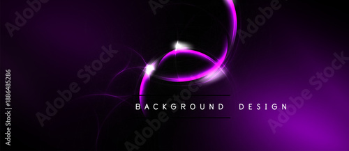 Abstract purple design. Swirling lines create dynamic visual effect. Dark background enhances vibrant glow, modern aesthetic.