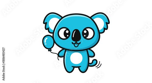 Cartoon koala holding balloon