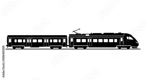 Modern high speed train silhouette isolated on white background.