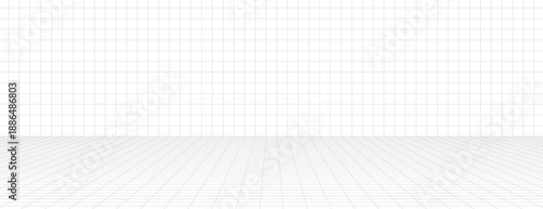 White grid background with a minimalist style. The background features a white color and a subtle grid texture, creating a clean look. Grid pattern background vector. White background.