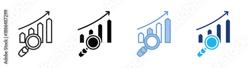 Analysis icon set multiple style collection