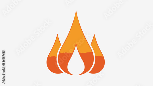 Stylized Fire Flame Icon Graphic.