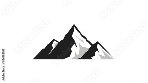 Black and white mountain range peaks.