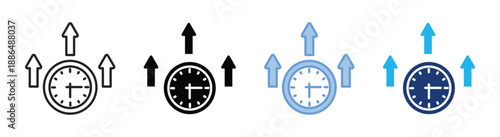 Clock icon set multiple style collection