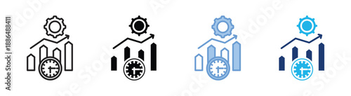 Statistics icon set multiple style collection