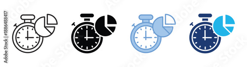 Stopwatch icon set multiple style collection