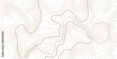 Topographic map background geographic line map with elevation assignments.The topo contour or wallpaper. Mountain trail terrain or path. Vector illustration..