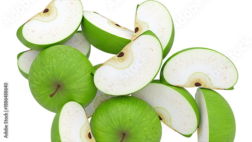 Green Apple Slices and Whole Apples