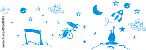sketch vector illustration design silhouette caricature clipart cartoon character outer space technology for kids
