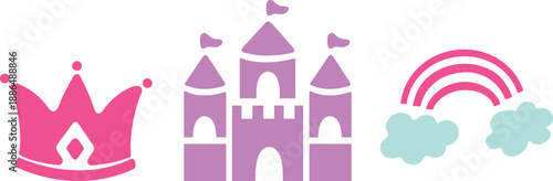 sketch vector illustration design silhouette caricature clipart cartoon character RAINBOW PALACE CHILDREN AND CROWN