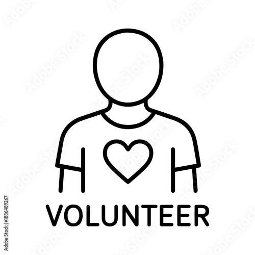 Volunteer line art icon in black and white