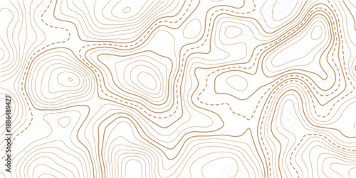 Topographic map background geographic line map with elevation assignments.The topo contour or wallpaper. Mountain trail terrain or path. Vector illustration..