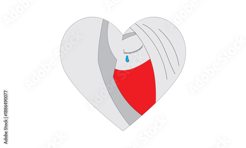 Broken Heart with Crying Woman Illustration, Broken Heart Illustration, Symbol of Love Pain, Crying Woman