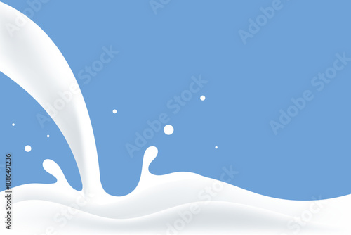 Pure milk pouring wave yogurt product design element