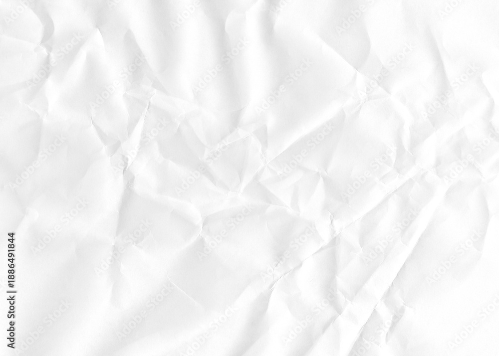 Fototapeta premium High-resolution white paper texture with natural wrinkles and soft creases. Clean yet organic surface suitable for mockups, posters, typography, packaging, and minimalist design backgrounds.