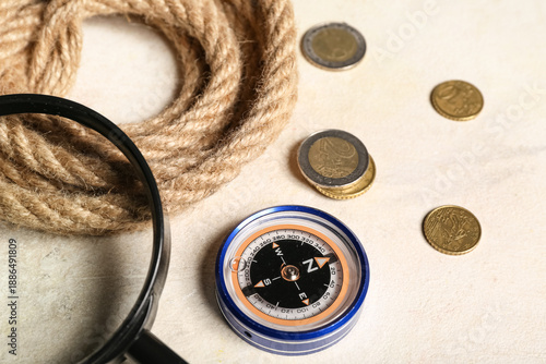 Modern compass, rope, magni...