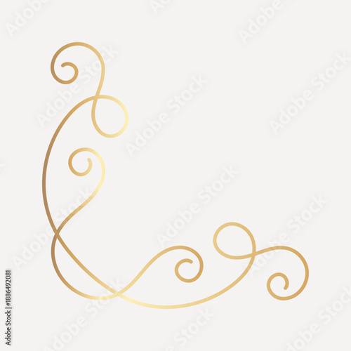 Elegant gold swirl design element, hand drawn vector