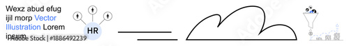 Human resources, cloud computing, technology solutions, modern innovation, business integration, digital transformation. HR symbol linked to a cloud. Highlights HR and cloud computing concepts