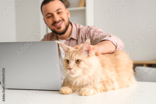 Young man working with mode...