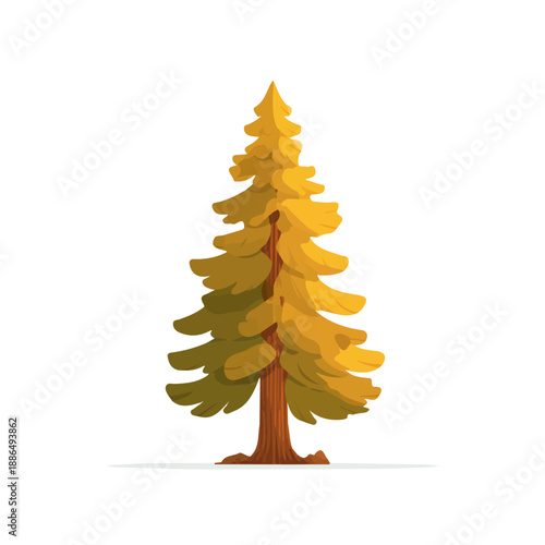 Sequoia Tree illustrated in a clean 2D flat vector style, minimal and modern, isolated on a white background.