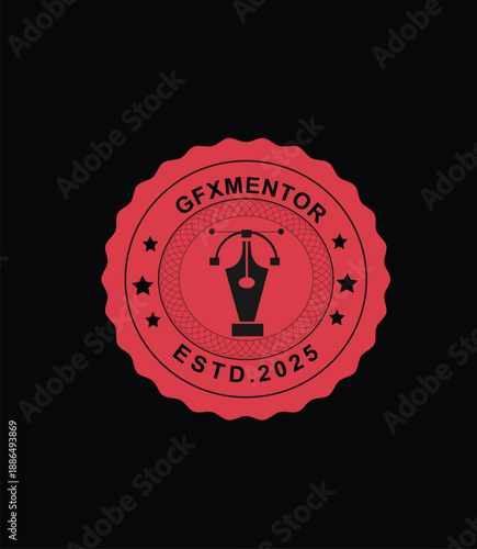 Vintage rubber stamp design featuring a grunge wax seal with text and travel symbol icons for a business ink print illustration