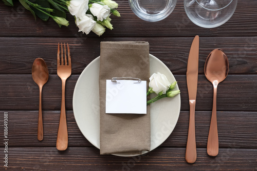 Set of clean tableware with...