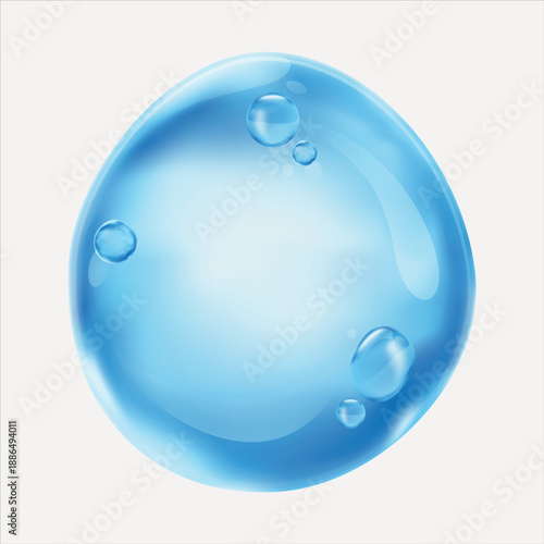 Glossy blue water droplet vector