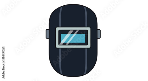 Black Welding Helmet with Rectangular Viewing Window.