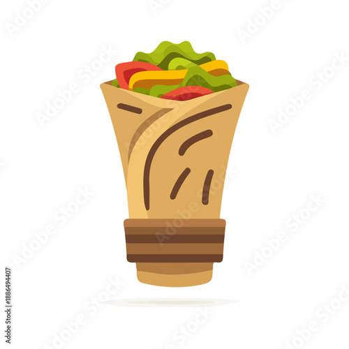 Shawarma in a clean 2D flat vector icon style, minimal and simple, set on a plain white background.