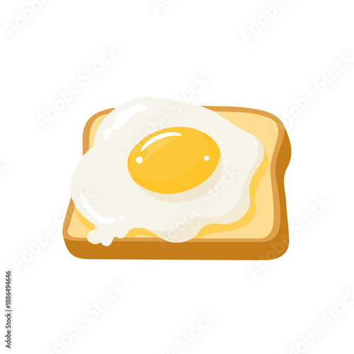 Minimal 2D vector illustration of Croque Madame in flat icon style on a plain white background.