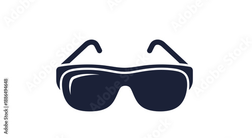 Simple Dark Sunglasses Icon Silhouette Vector Graphic.
