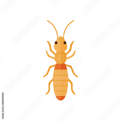 Termite illustrated in a clean 2D flat vector style, minimal and modern, isolated on a white background.