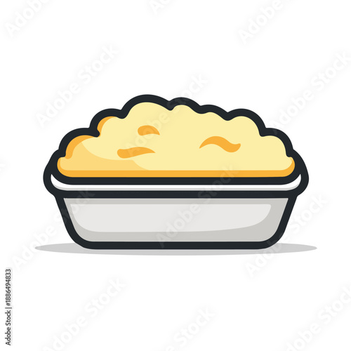 Simple flat 2D vector graphic of Shepherds Pie, modern icon look, displayed on a pure white background.