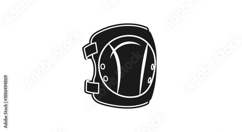 Black and White Knee Pad with Buckle Straps.