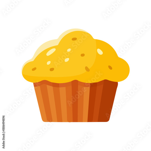 Simple flat 2D vector graphic of Muffin, modern icon look, displayed on a pure white background.