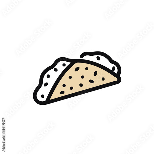 2D flat vector illustration of Cannoli, clean and minimal icon style, isolated on white background.