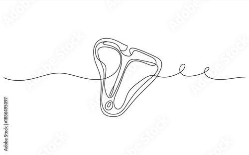 Continuous line drawing of a t bone steak, minimalist black and white art