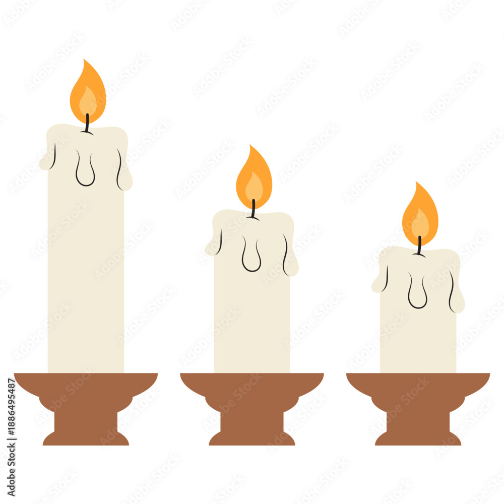 Fototapeta premium Burning Wax Candle Set