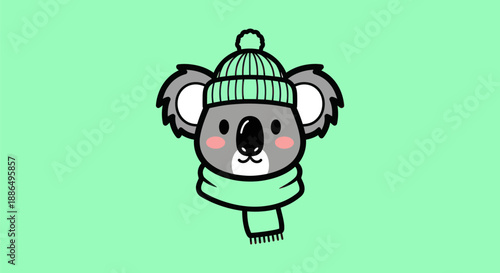 Cartoon koala wearing hat and scarf