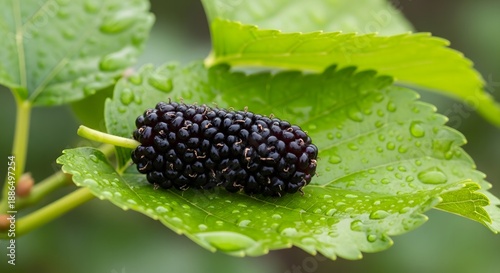 Mulberry fruit in the leaf
